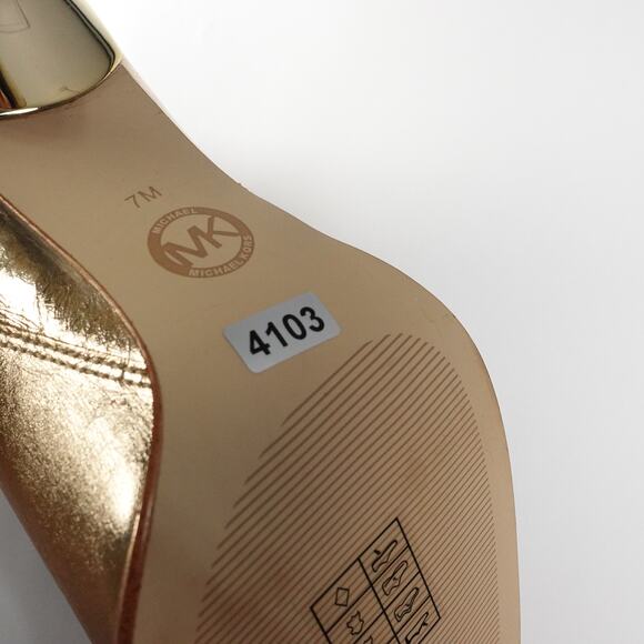 New Michael by Michael Kors Kelsea Leather Pale Gold Zip Boot Shoe Women’s Sz 7 - Picture 9 of 10